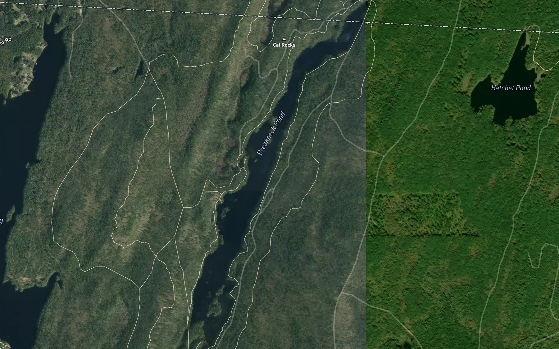 Satellite map of the Breakneck Pond