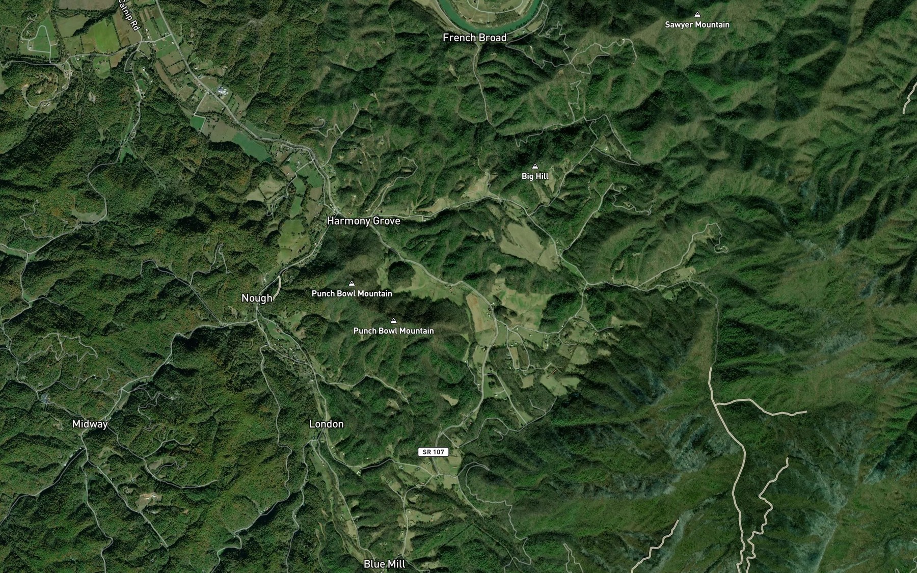 Satellite map of the Bailey Branch