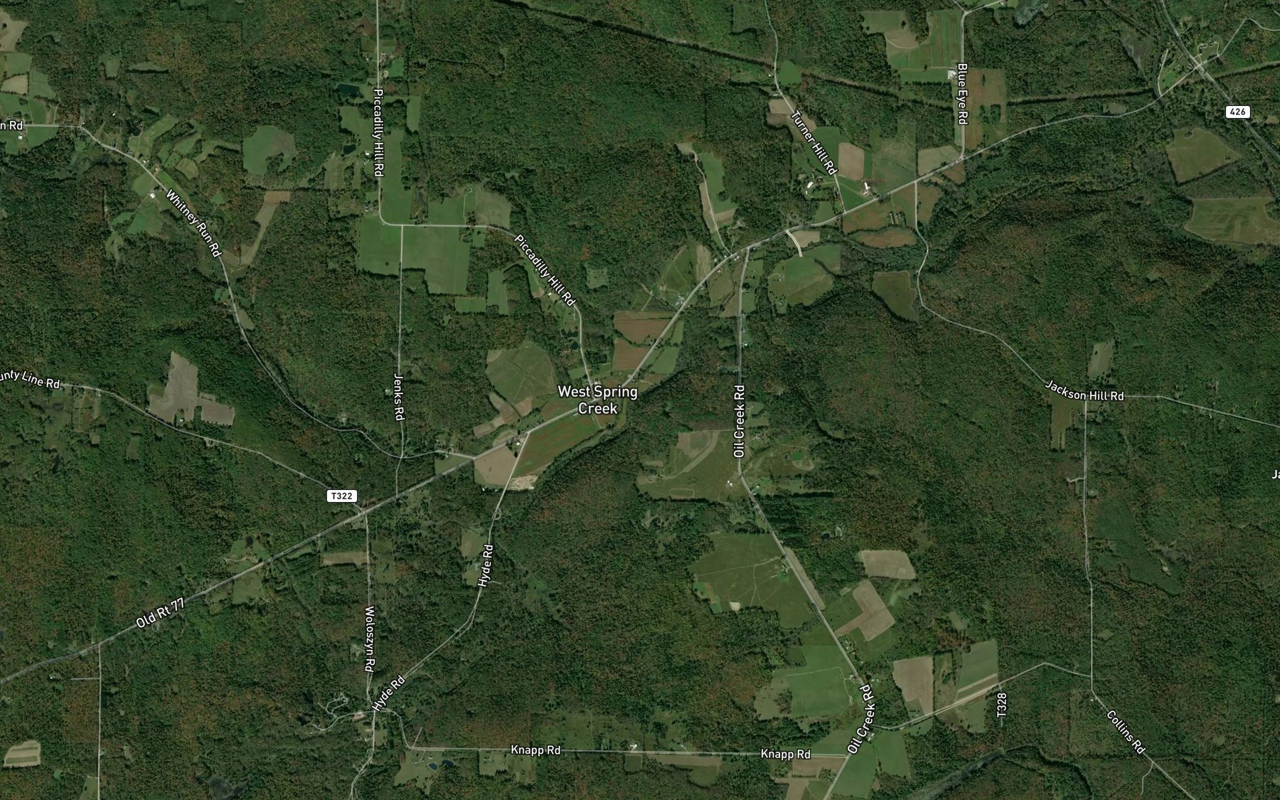 Satellite map of the Whitney Run
