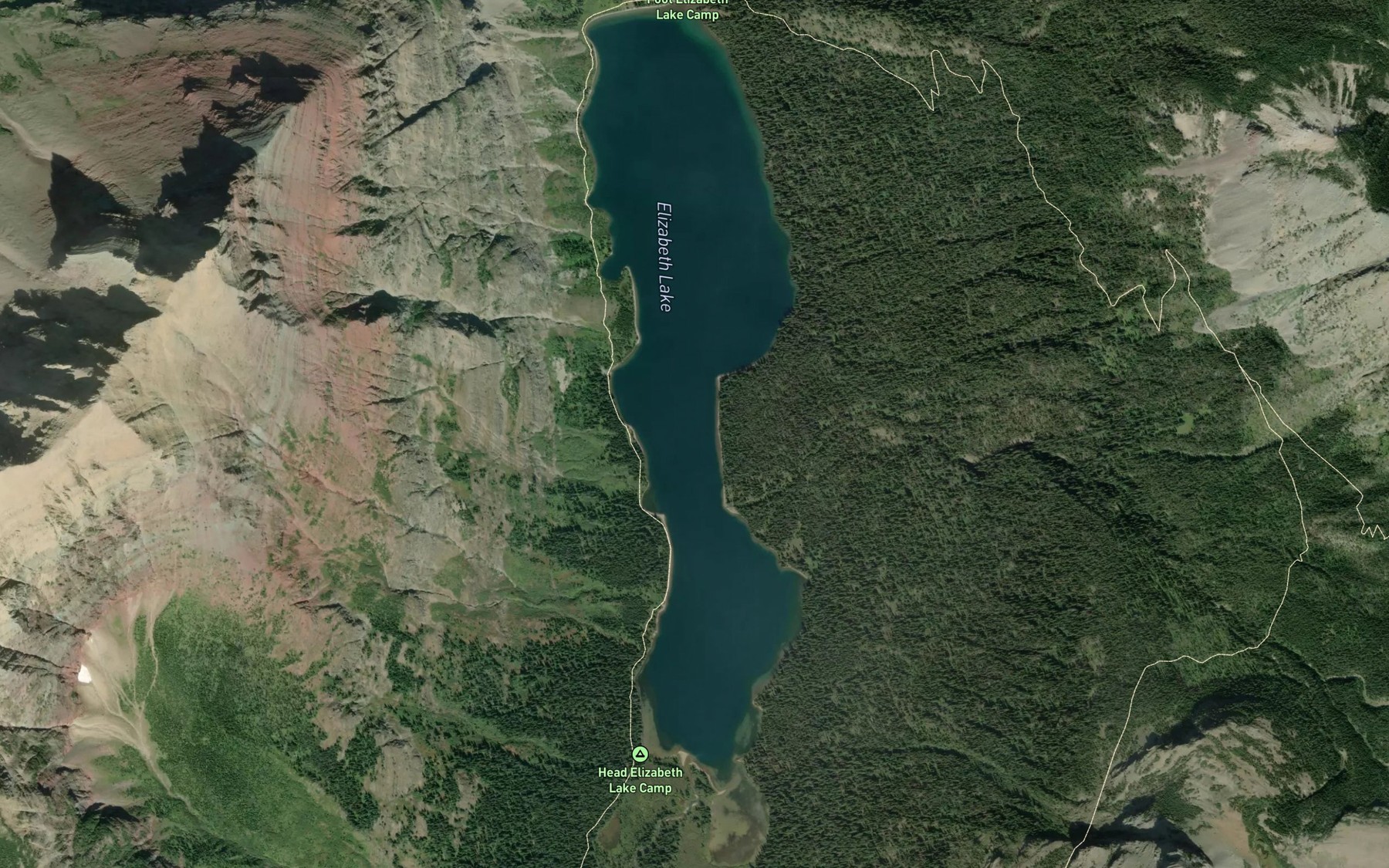 Satellite map of the Elizabeth Lake