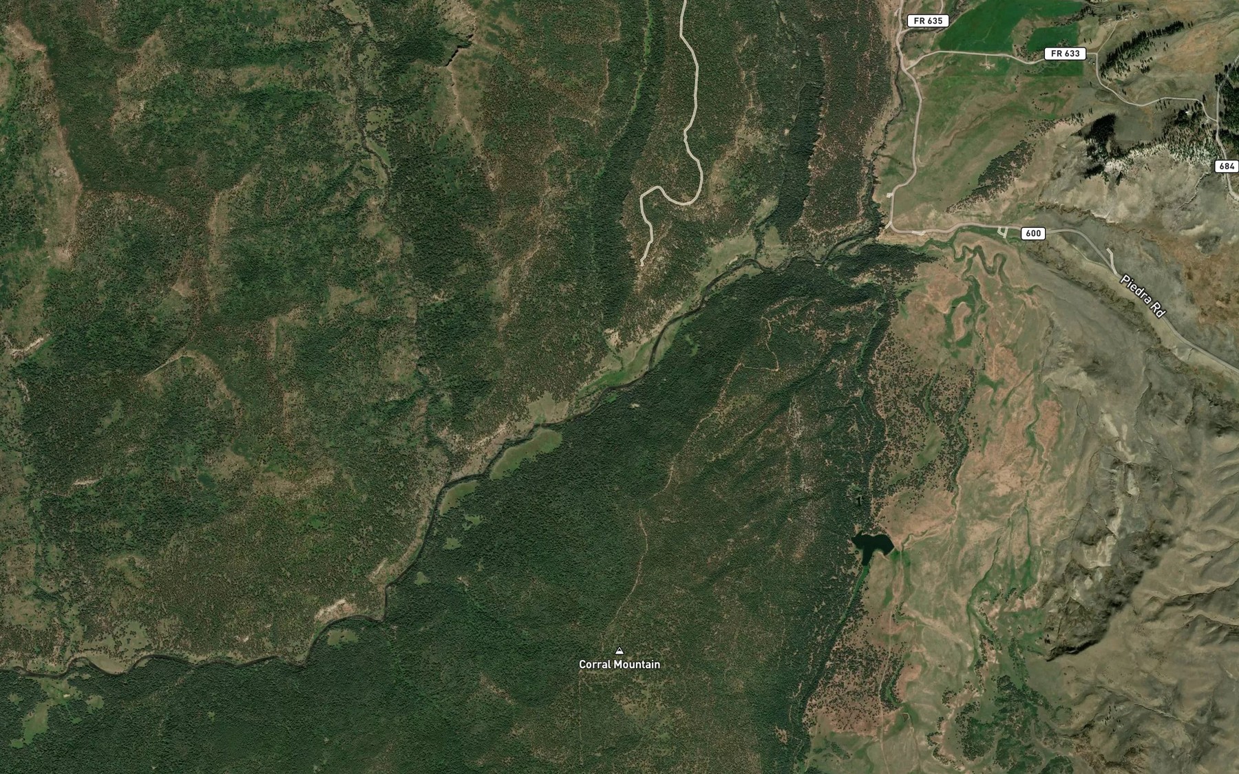 Satellite map of the Trail Creek