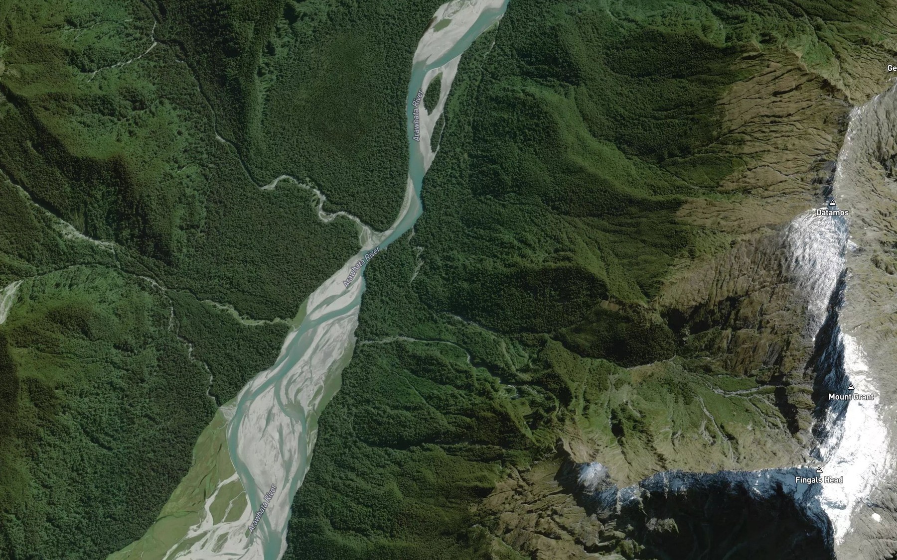 Satellite map of the Fingals Creek