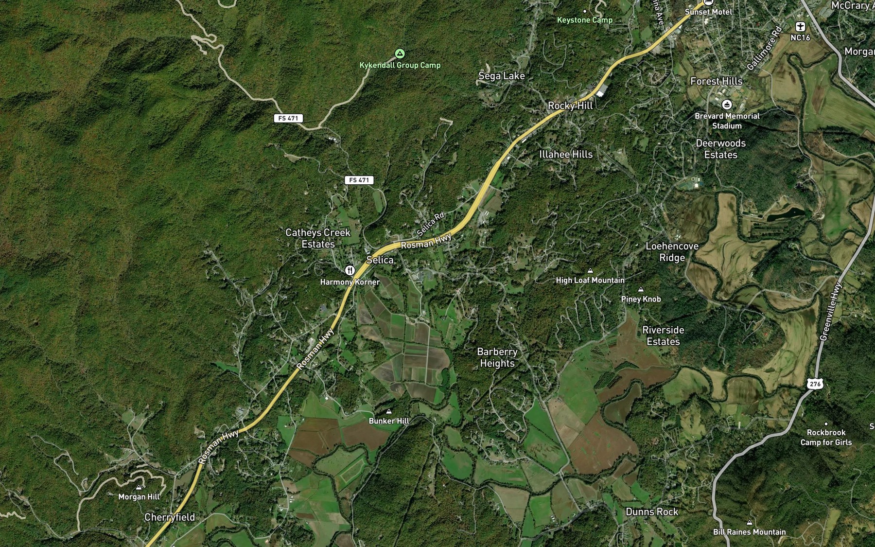 Satellite map of the Glady Branch