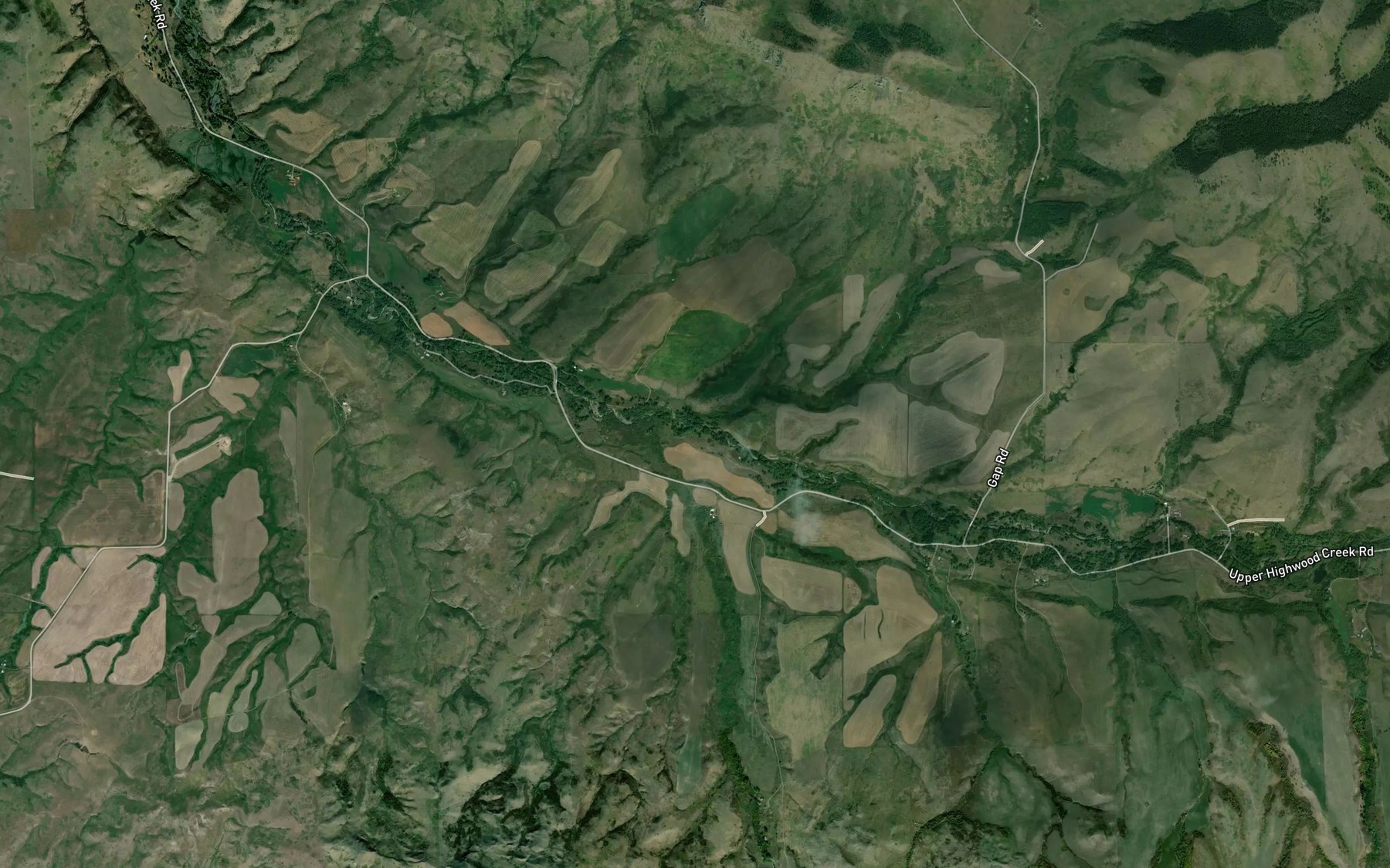 Satellite map of the South Gap Creek