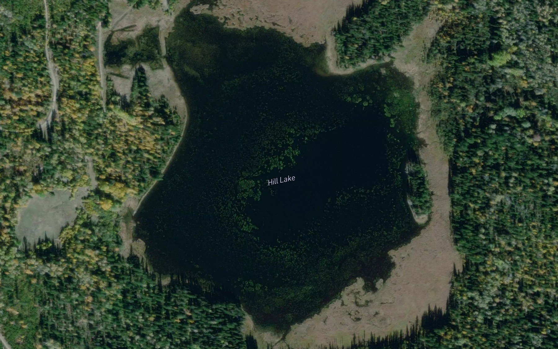 Satellite map of the Hill Lake