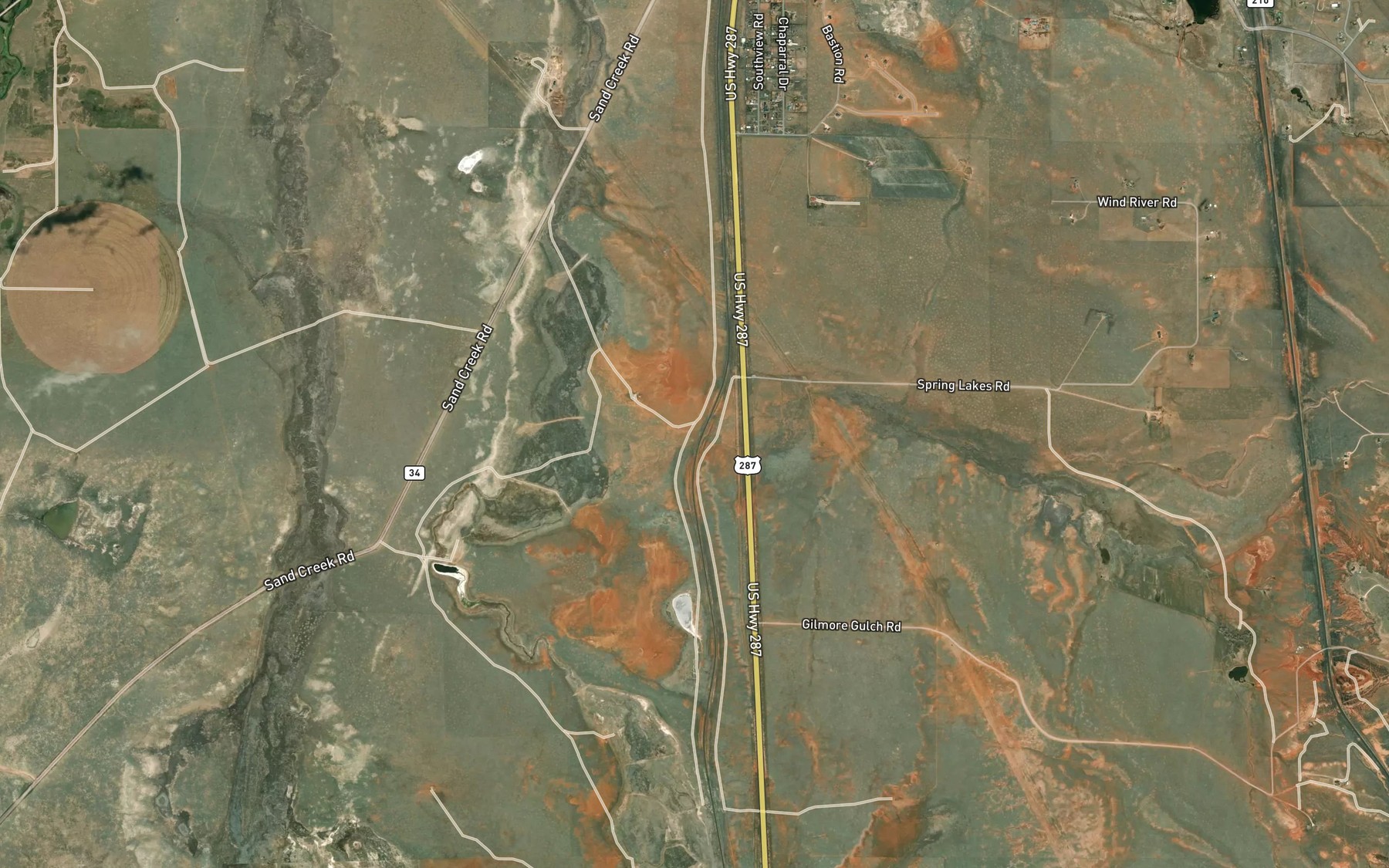 Satellite map of the Simpson Springs Creek