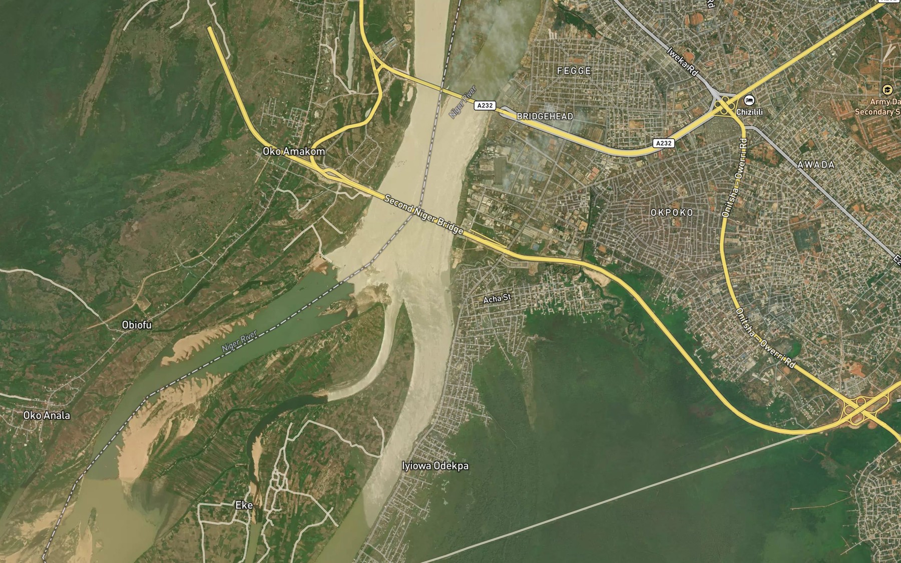 Satellite map of the Idemili River