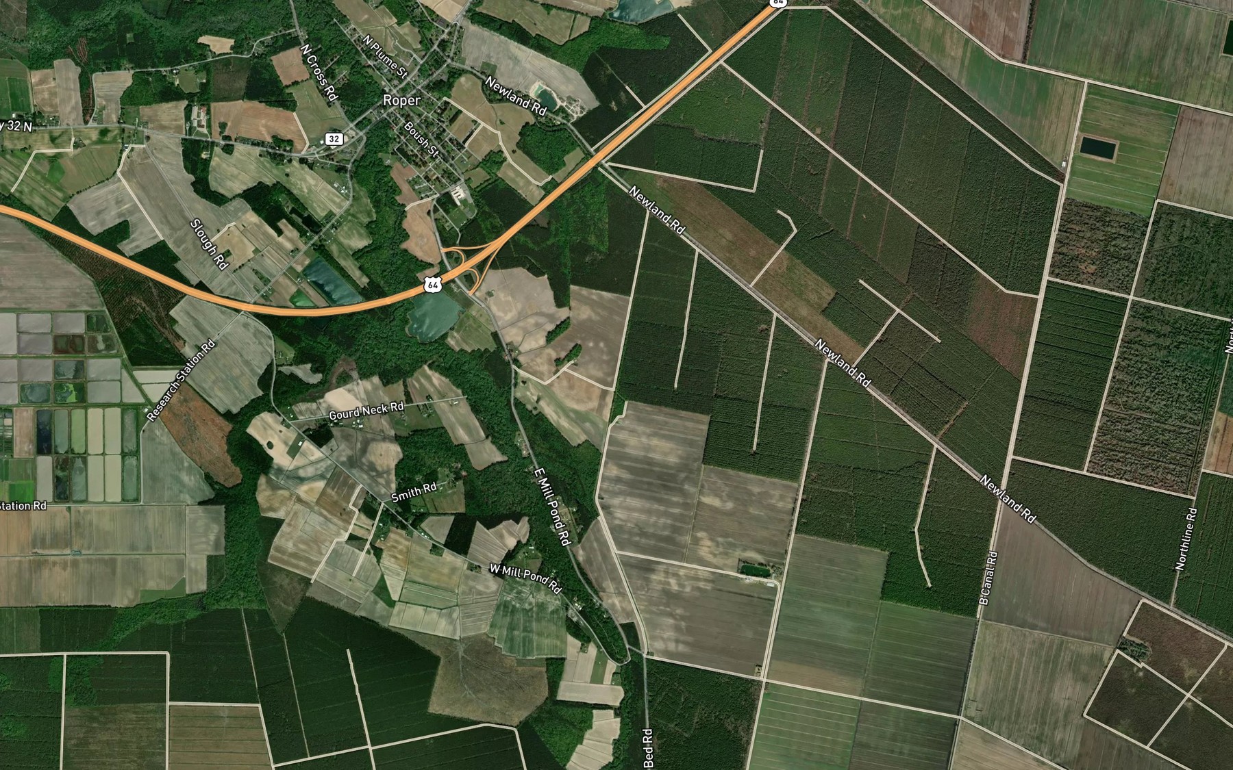 Satellite map of the Lewis Canal