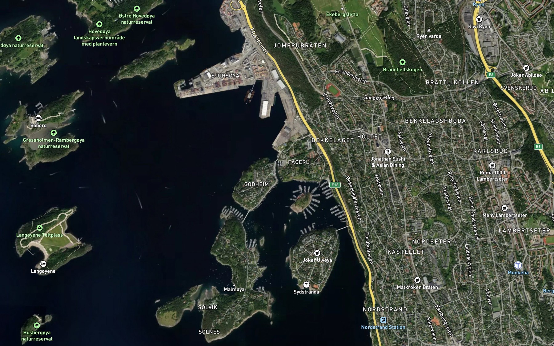 Satellite map of the Gronsund