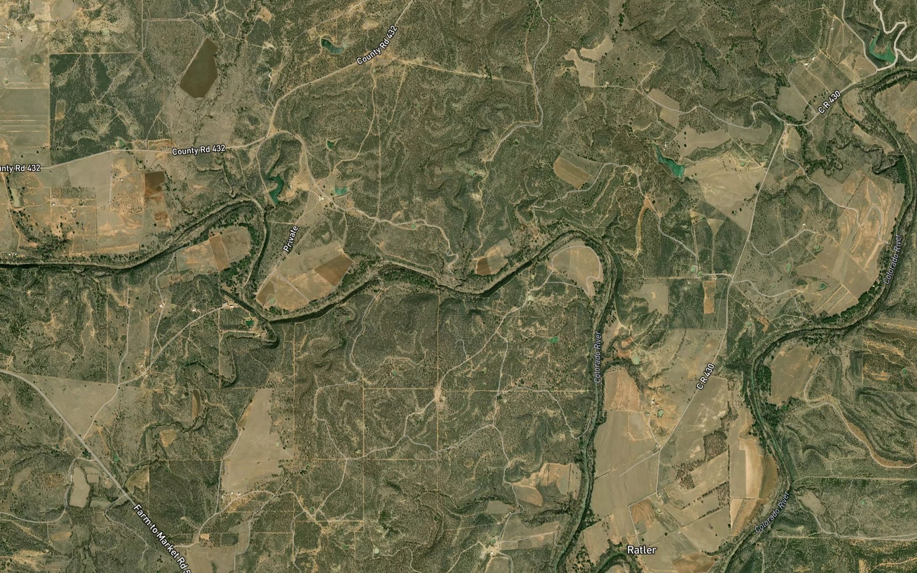 Satellite map of the Rough Creek