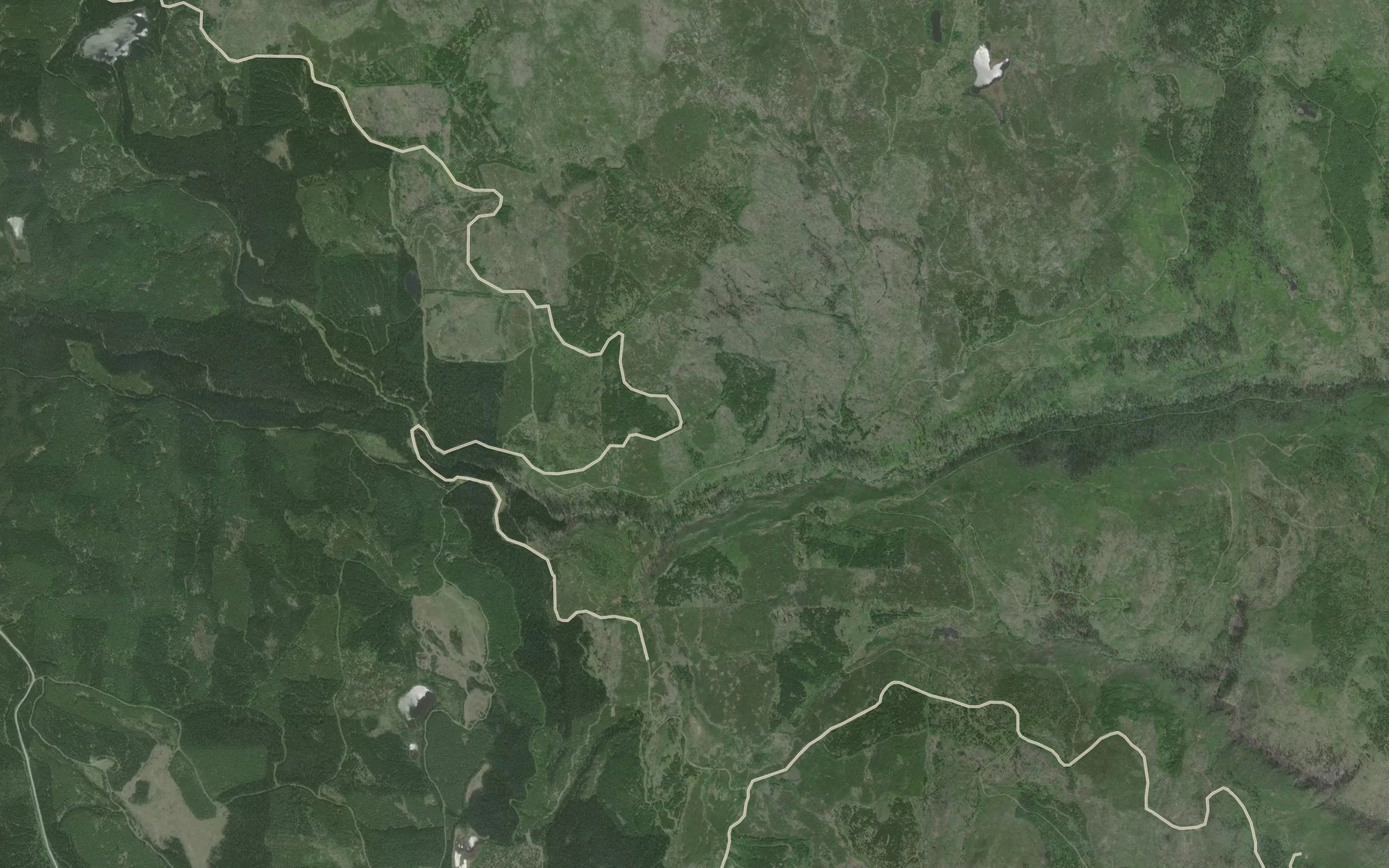 Satellite map of the Mystery Creek