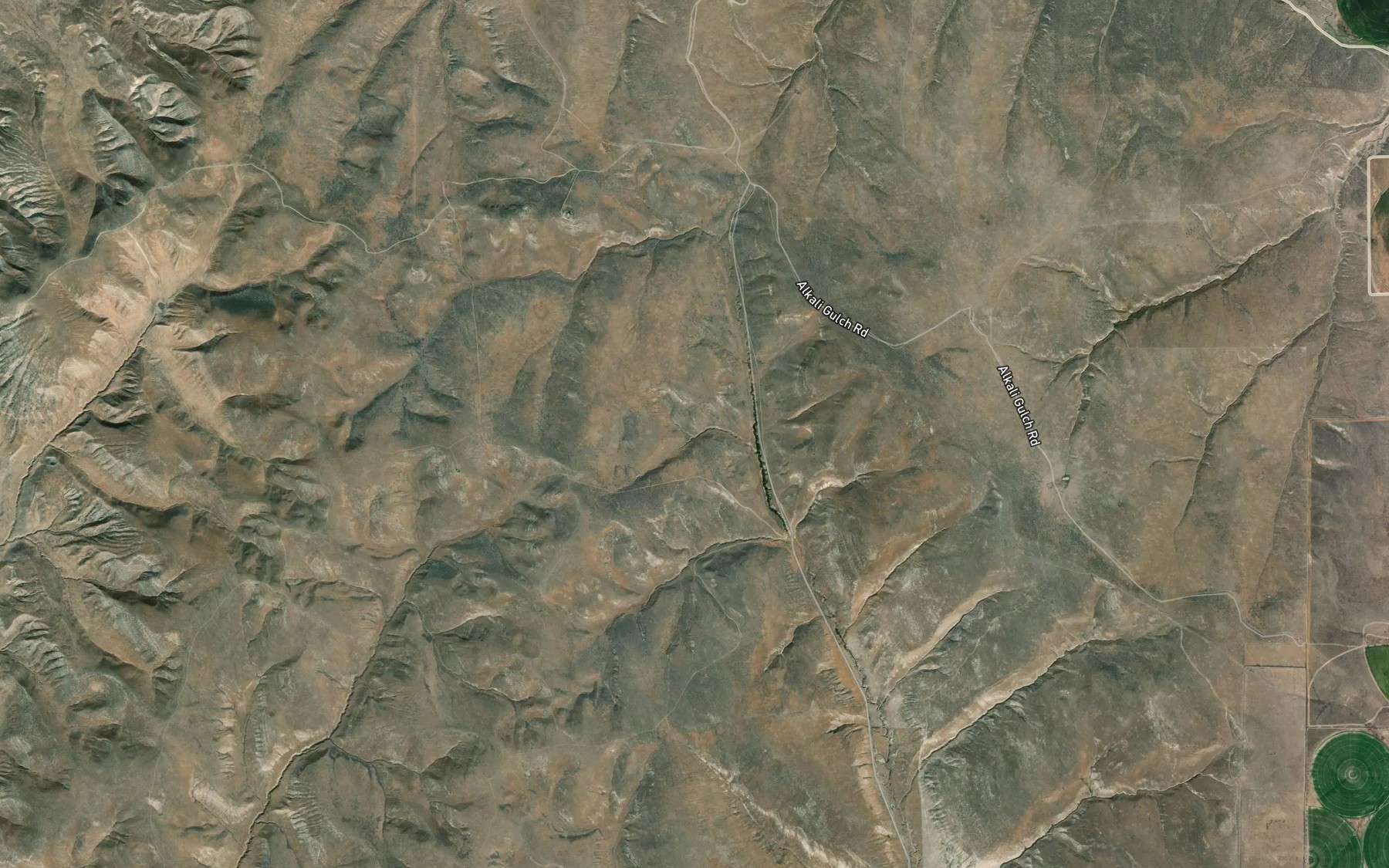Satellite map of the Henry Gulch Reservoir