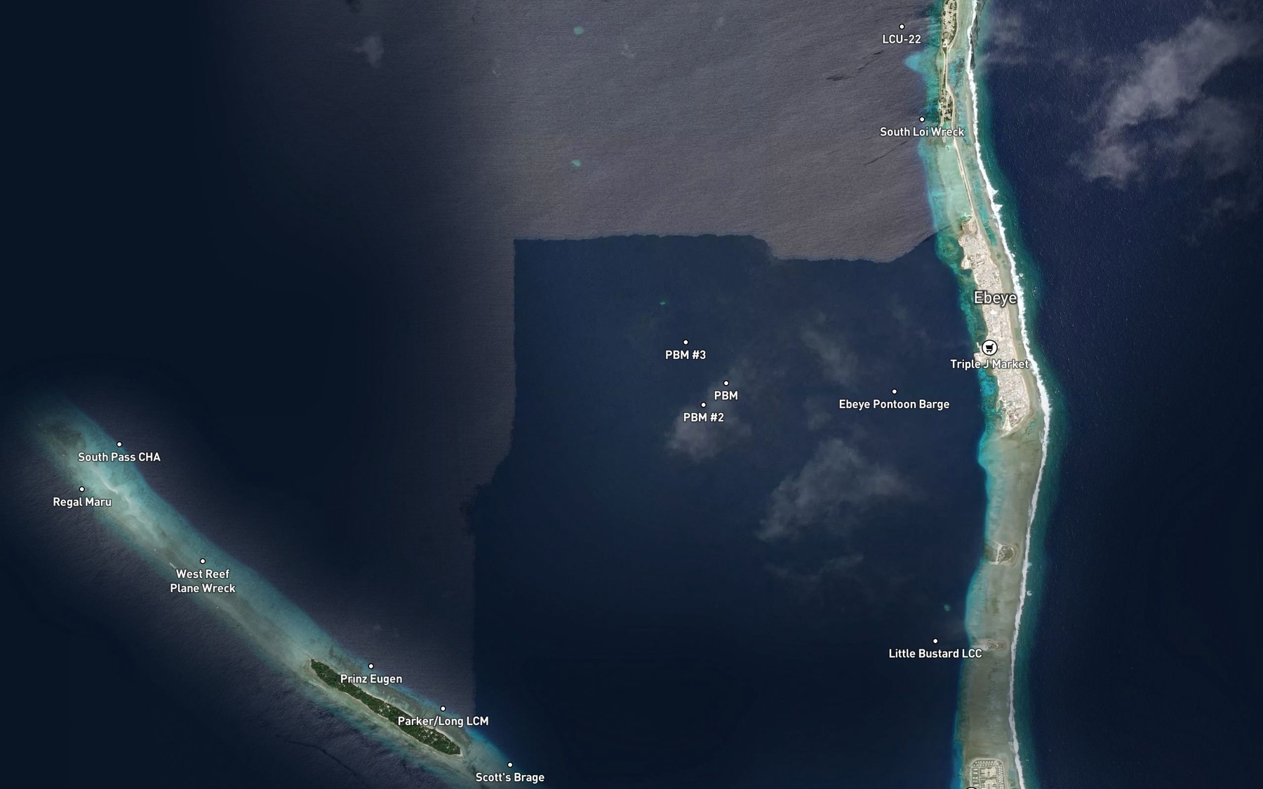 Satellite map of the Kwajalein Anchorage
