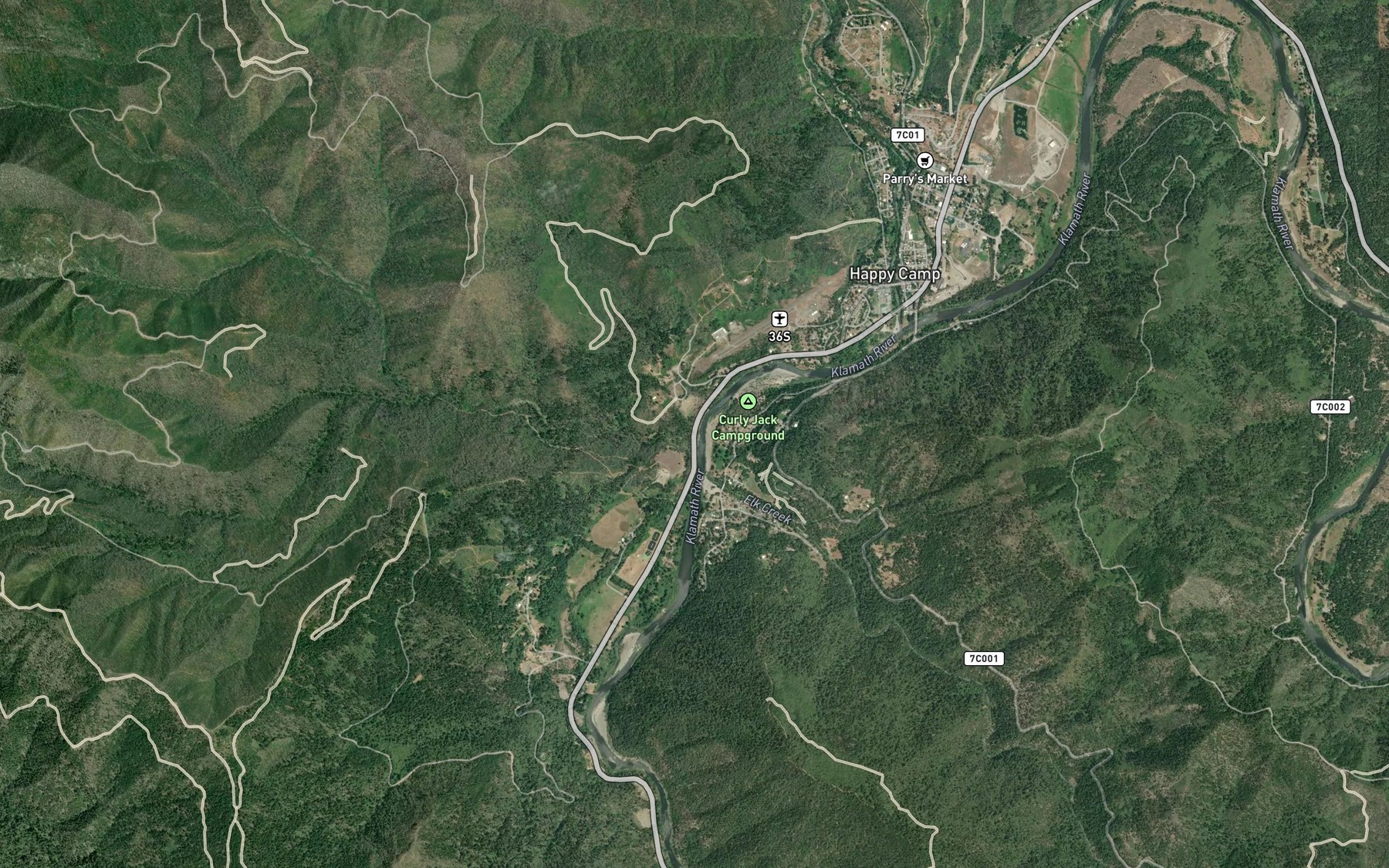 Satellite map of the Little Grider Creek