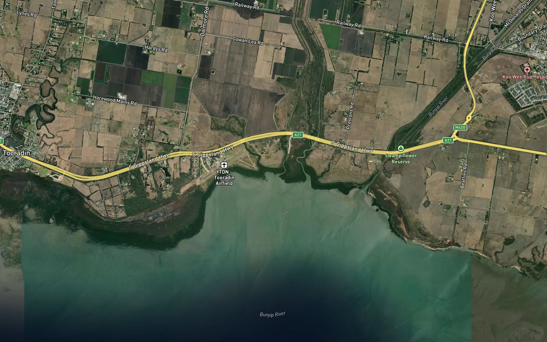 Satellite map of the The Inlets