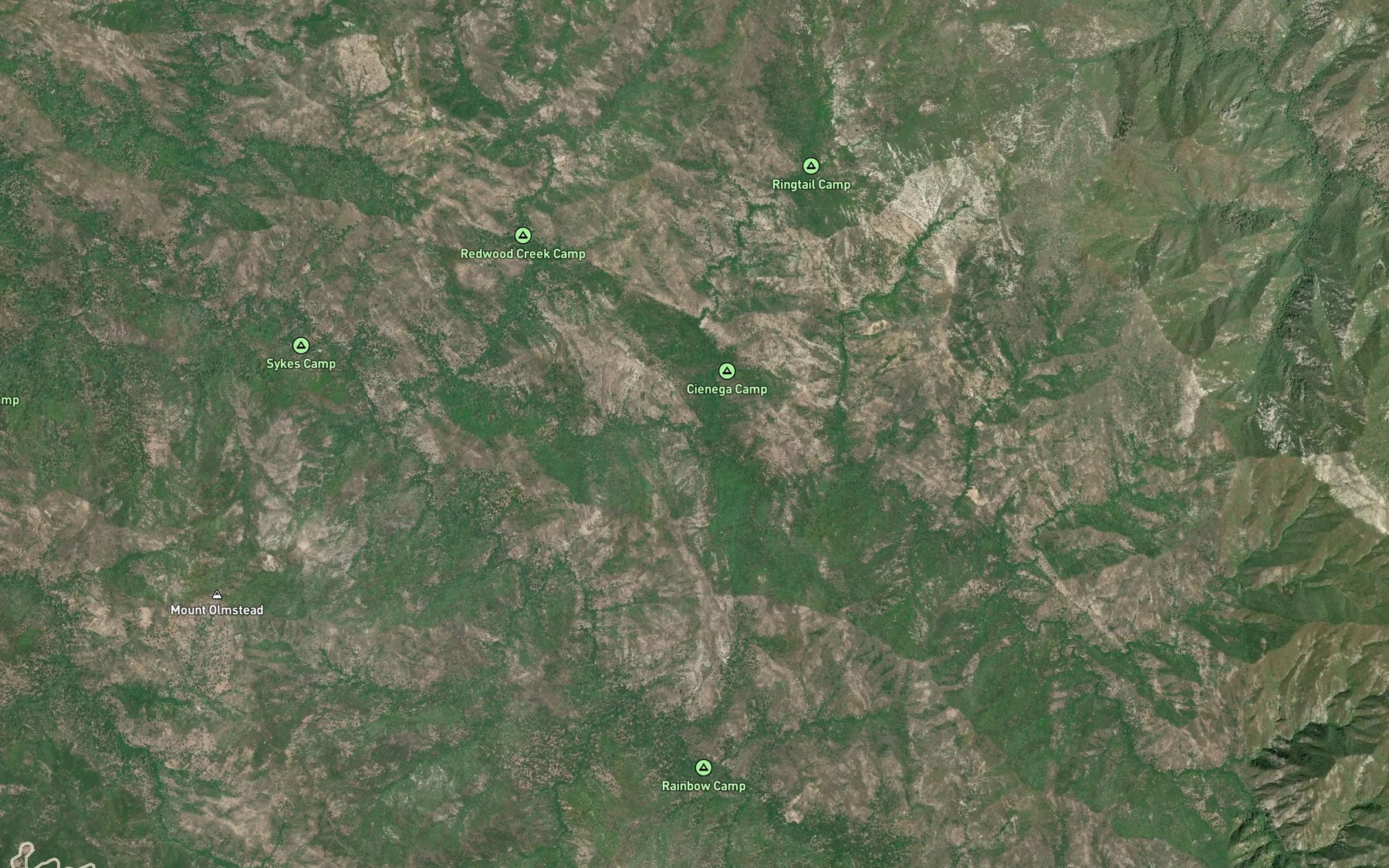Satellite map of the Cienega Creek