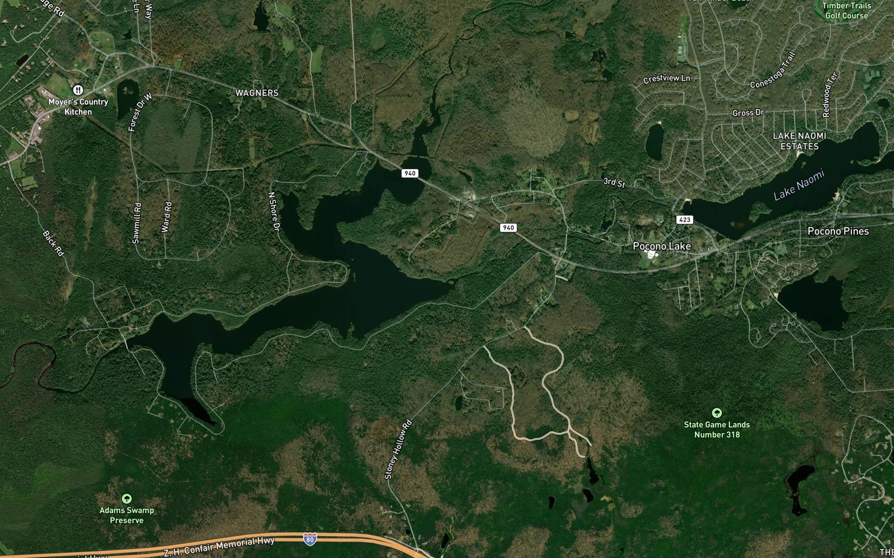 Satellite map of the Upper Tunkhannock Creek