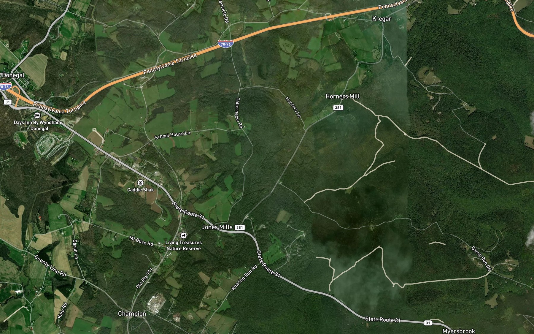 Satellite map of the Camp Run