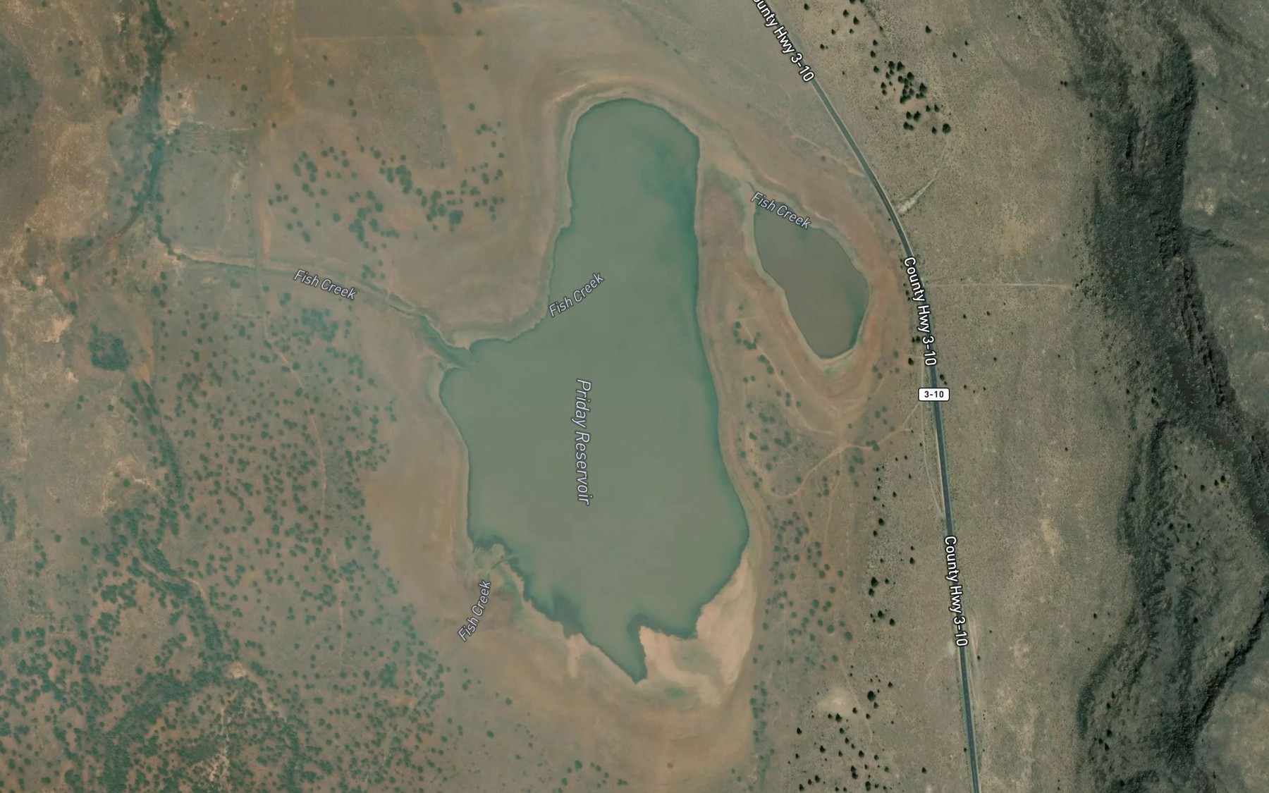 Satellite map of the Priday Reservoir
