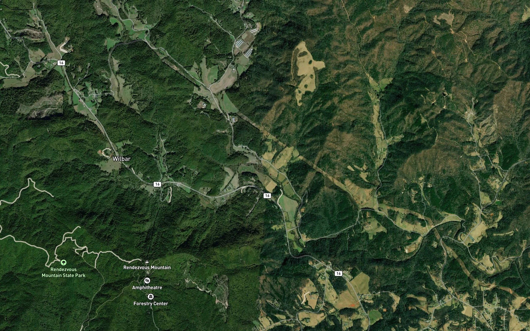 Satellite map of the North Fork Reddies River