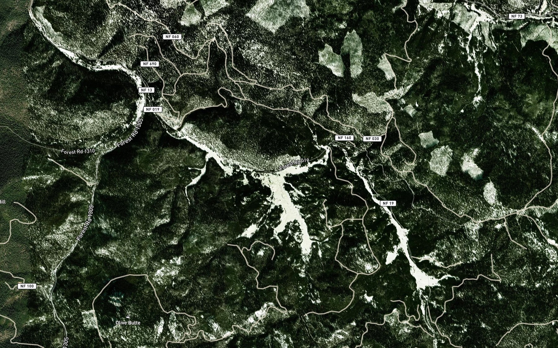 Satellite map of the South Fork Beaver Creek