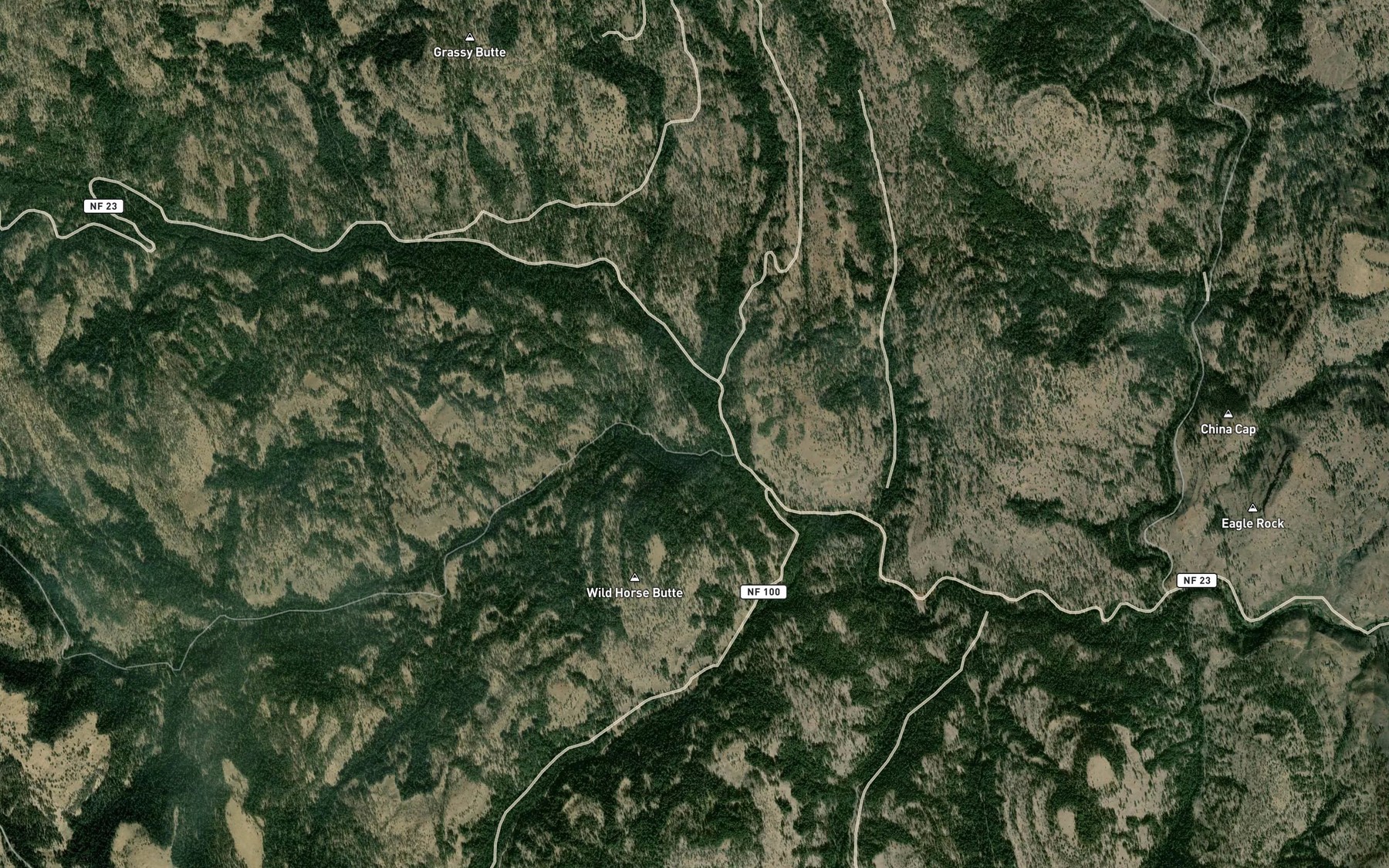 Satellite map of the South Fork Big Wall Creek