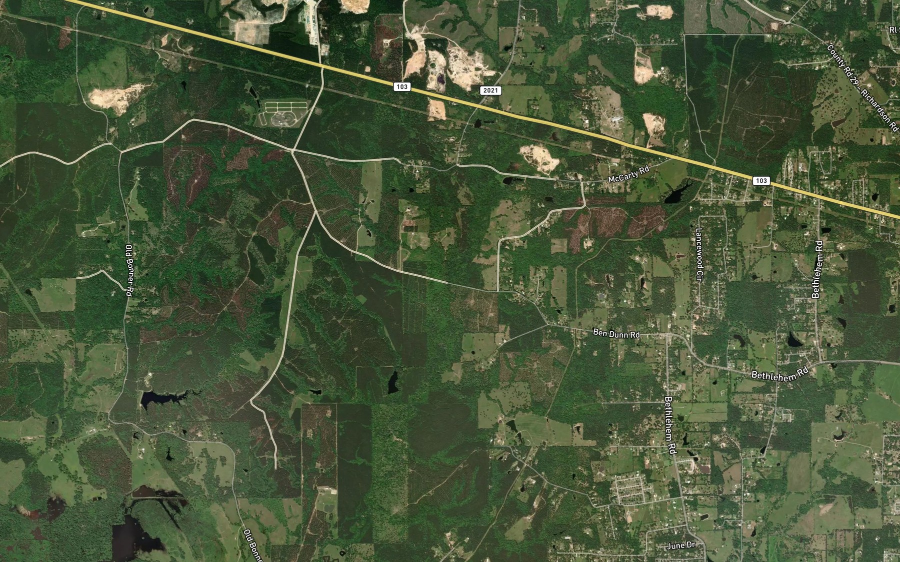 Satellite map of the Conner Spring Branch