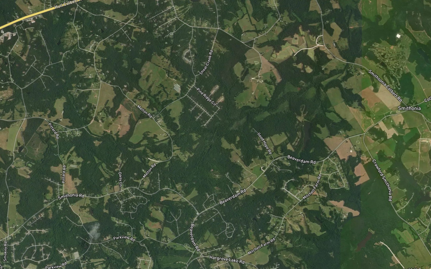 Satellite map of the Sulphur Spring Branch