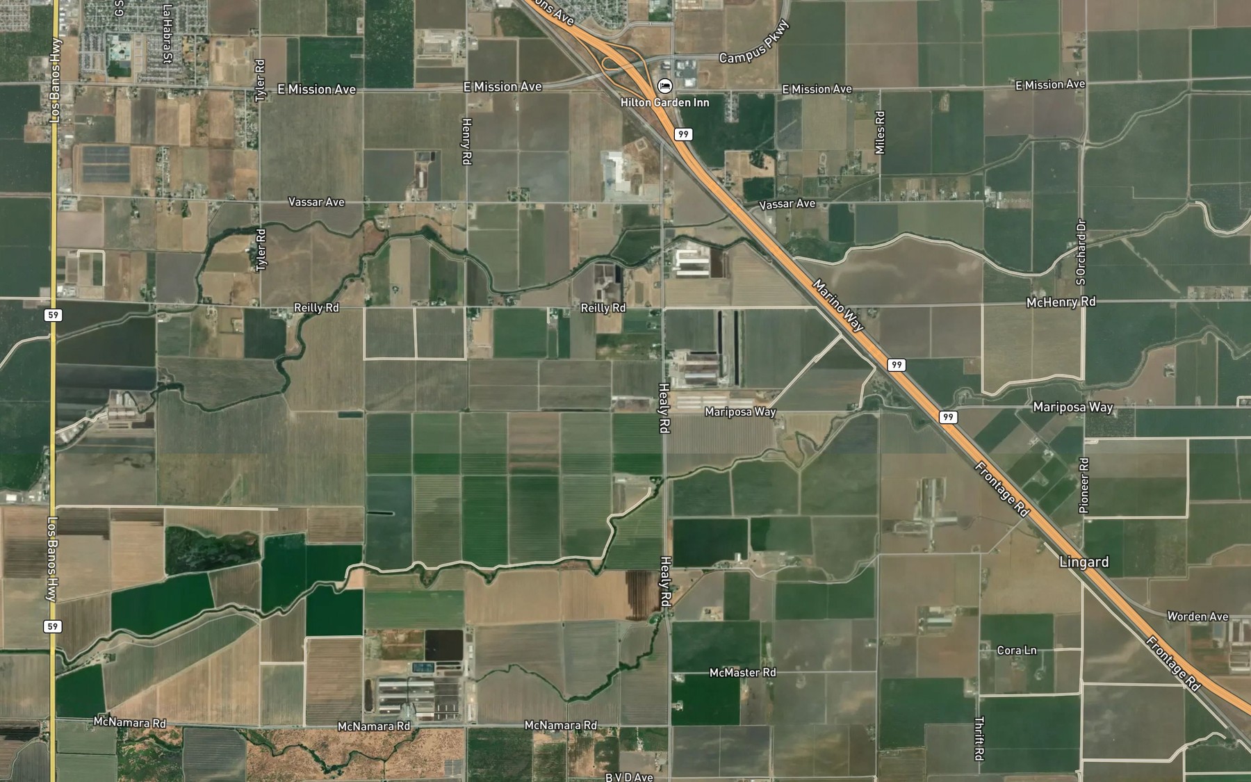Satellite map of the Snake Slough