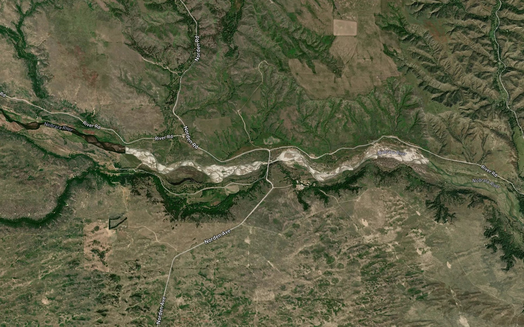 Satellite map of the Norden Chute