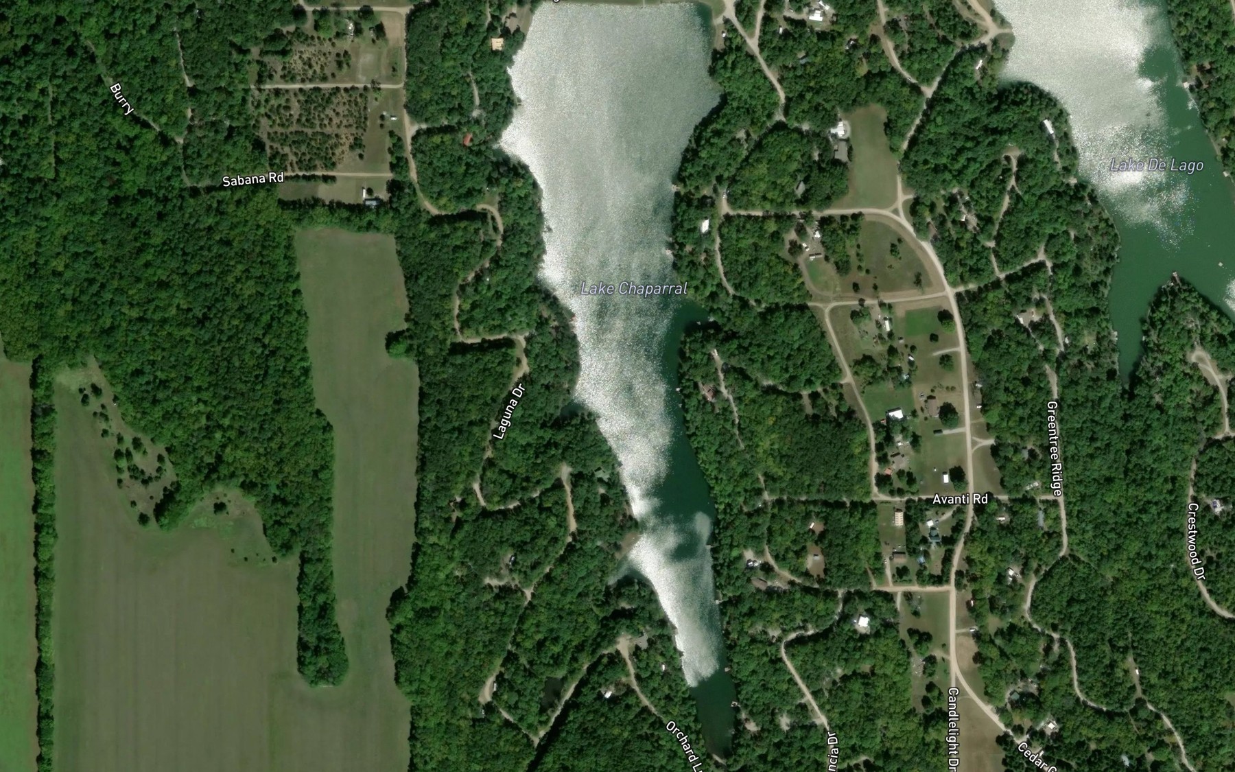 Satellite map of the Lake Chaparral