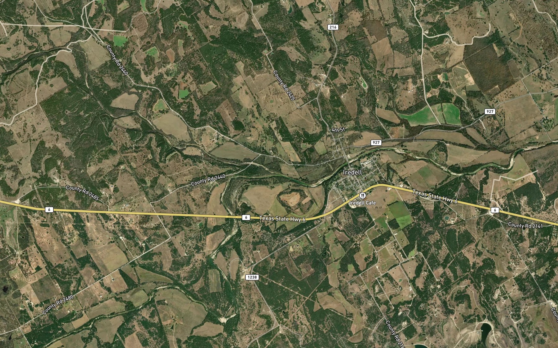 Satellite map of the Duffau Creek