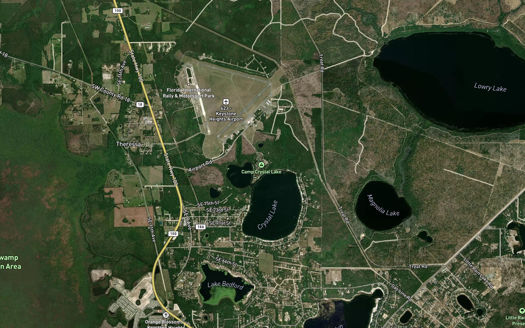 Satellite map of the Camp Crystal Lake