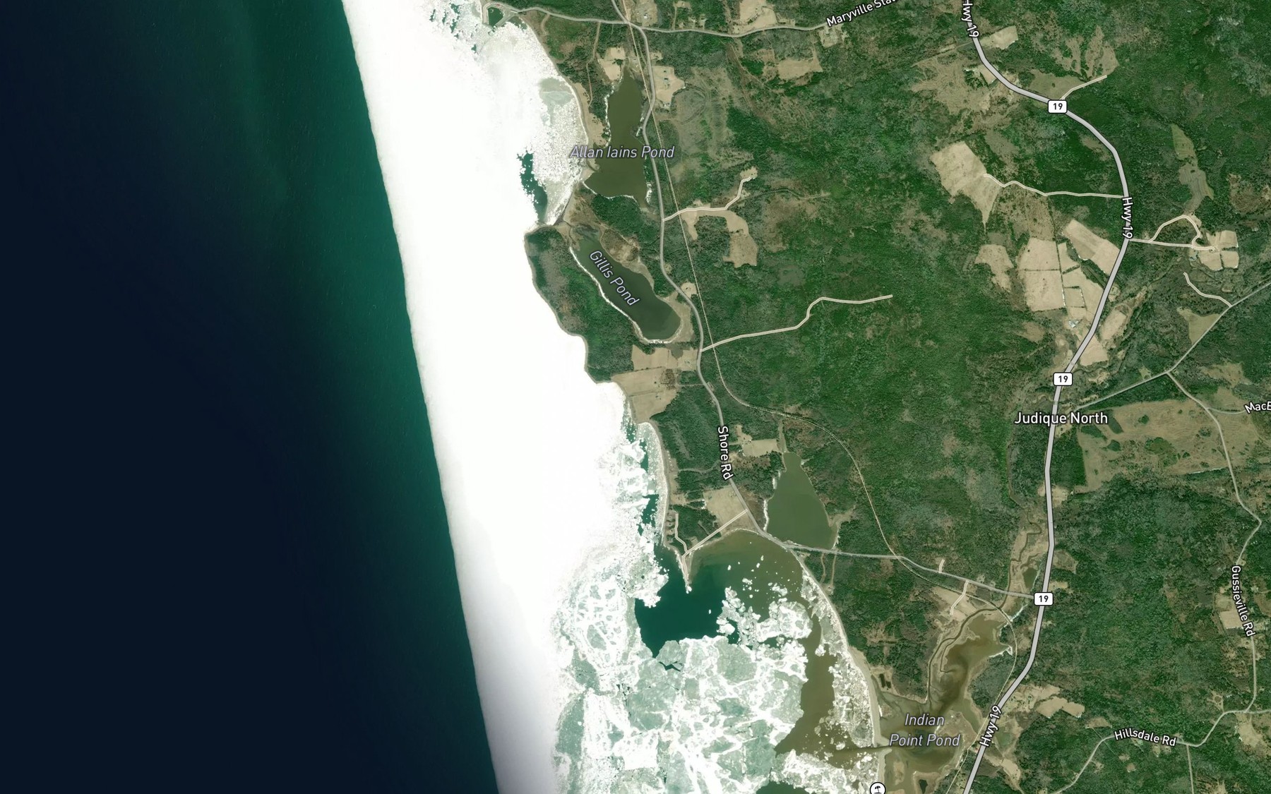 Satellite map of the Gillis Pond