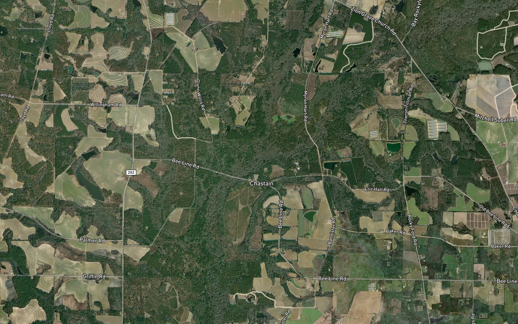 Satellite map of the Bridge Creek
