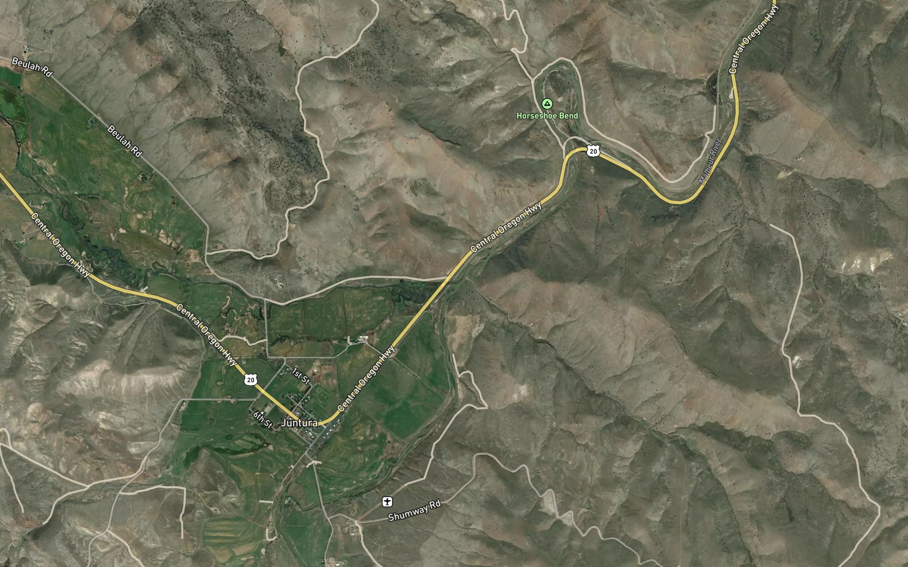 Satellite map of the North Fork Malheur River