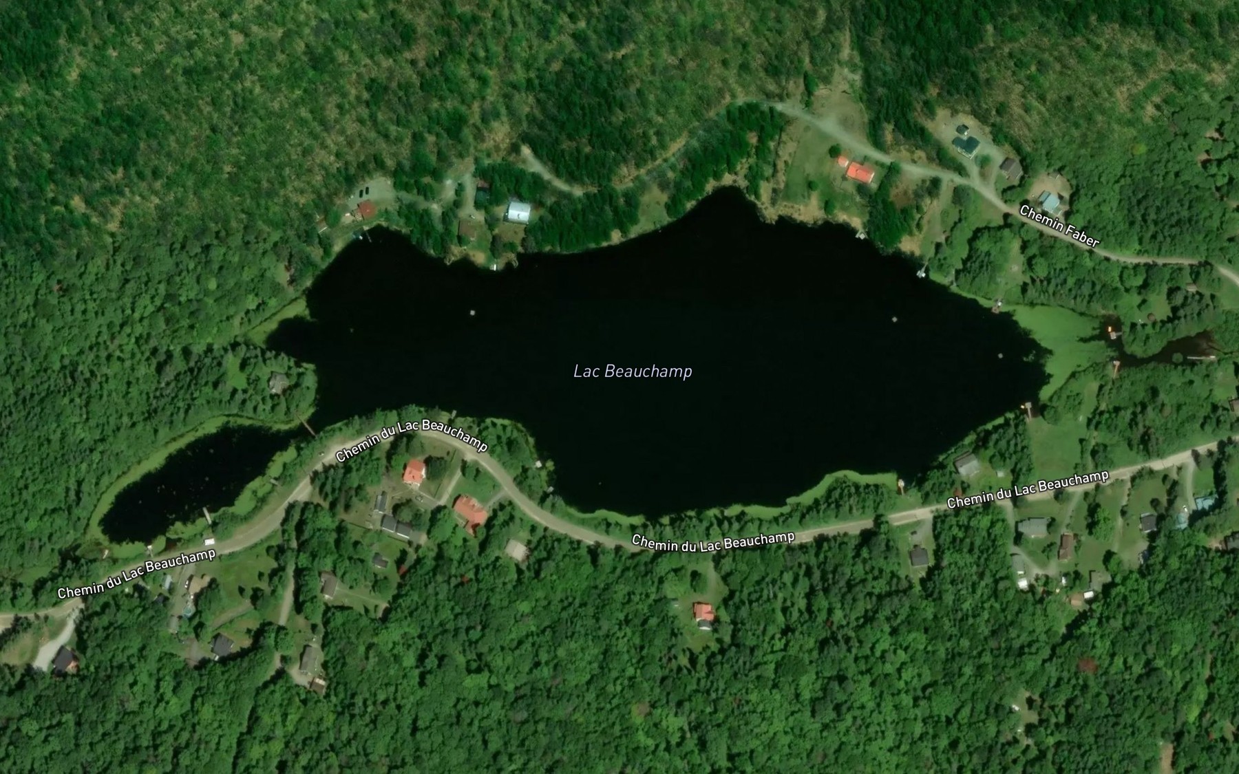 Satellite map of the Lac Beauchamp