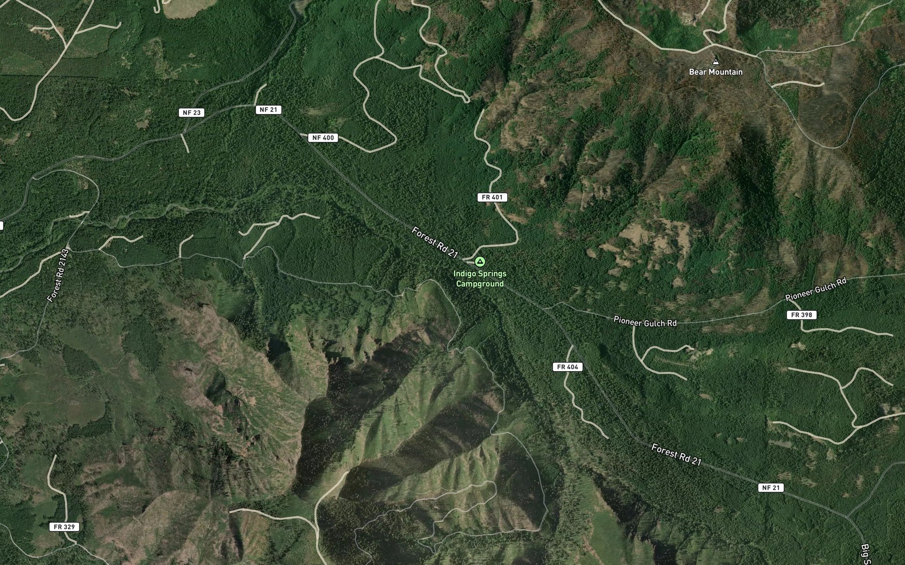 Satellite map of the Indigo Creek