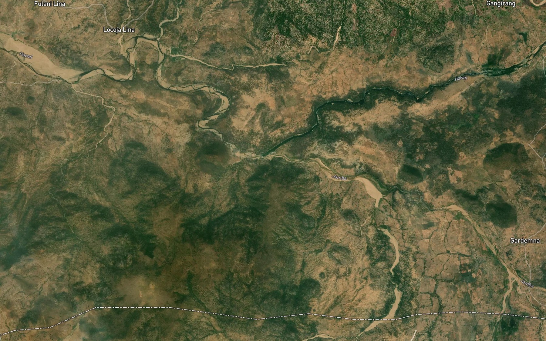 Satellite map of the River Jamba