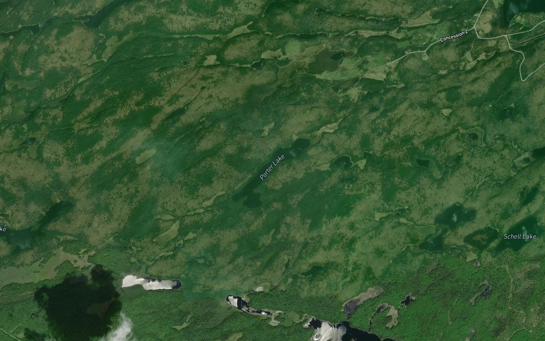 Satellite map of the Porter Lake