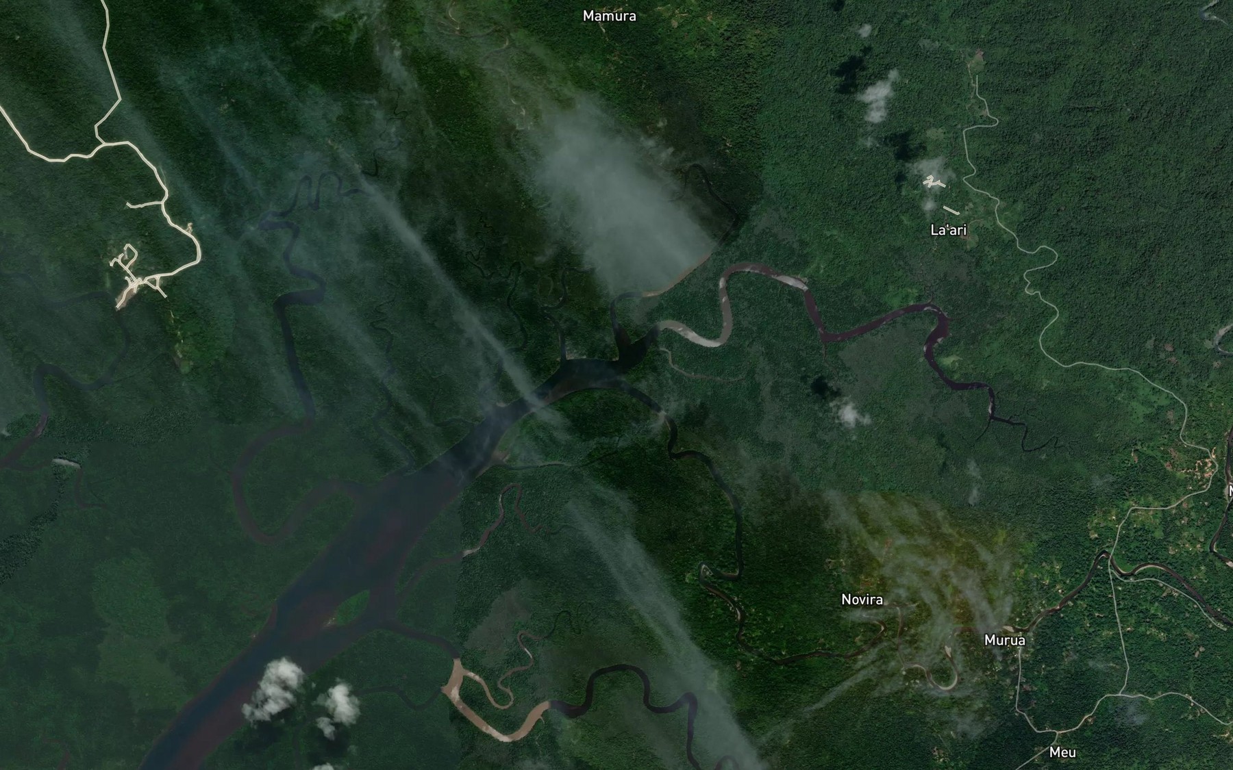 Satellite map of the Murua River