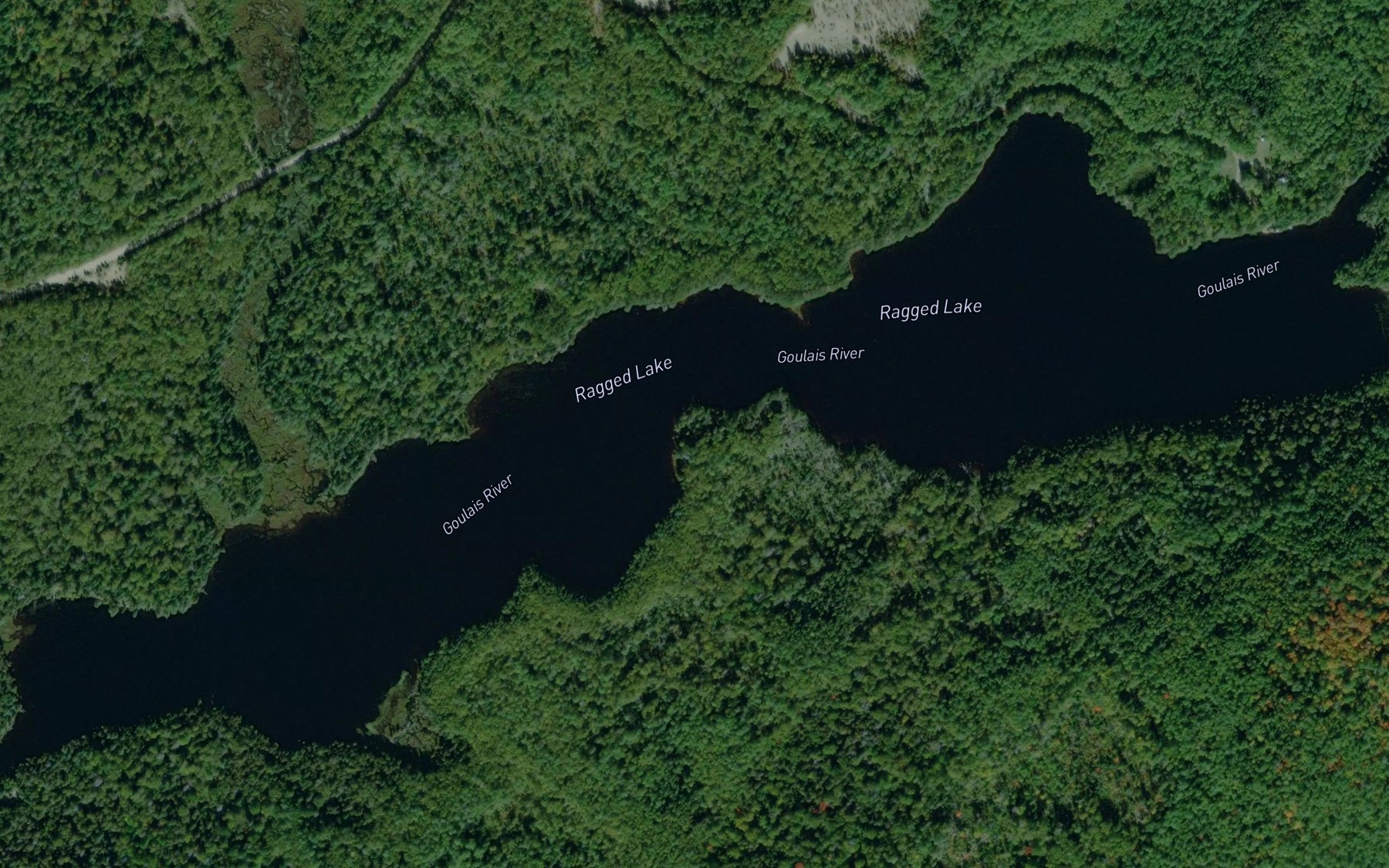 Satellite map of the Ragged Lake