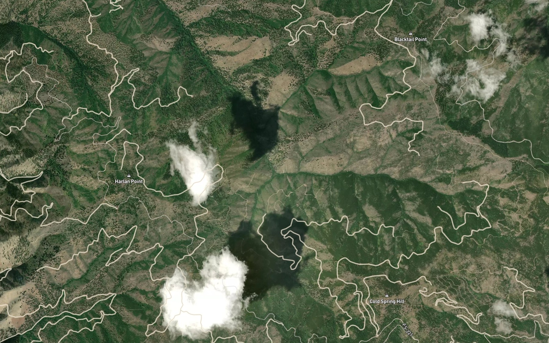 Satellite map of the South Fork Little Sleeping Child Creek
