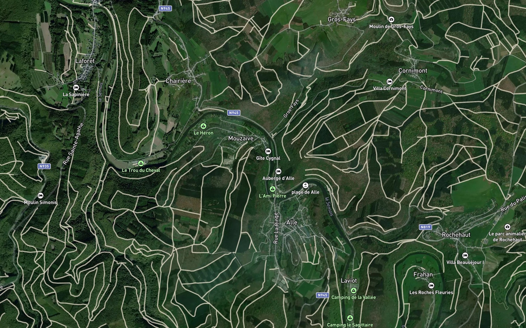 Satellite map of the Gros Fays
