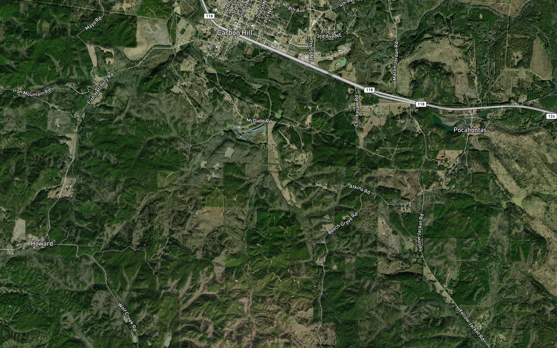 Satellite map of the Brannon Creek