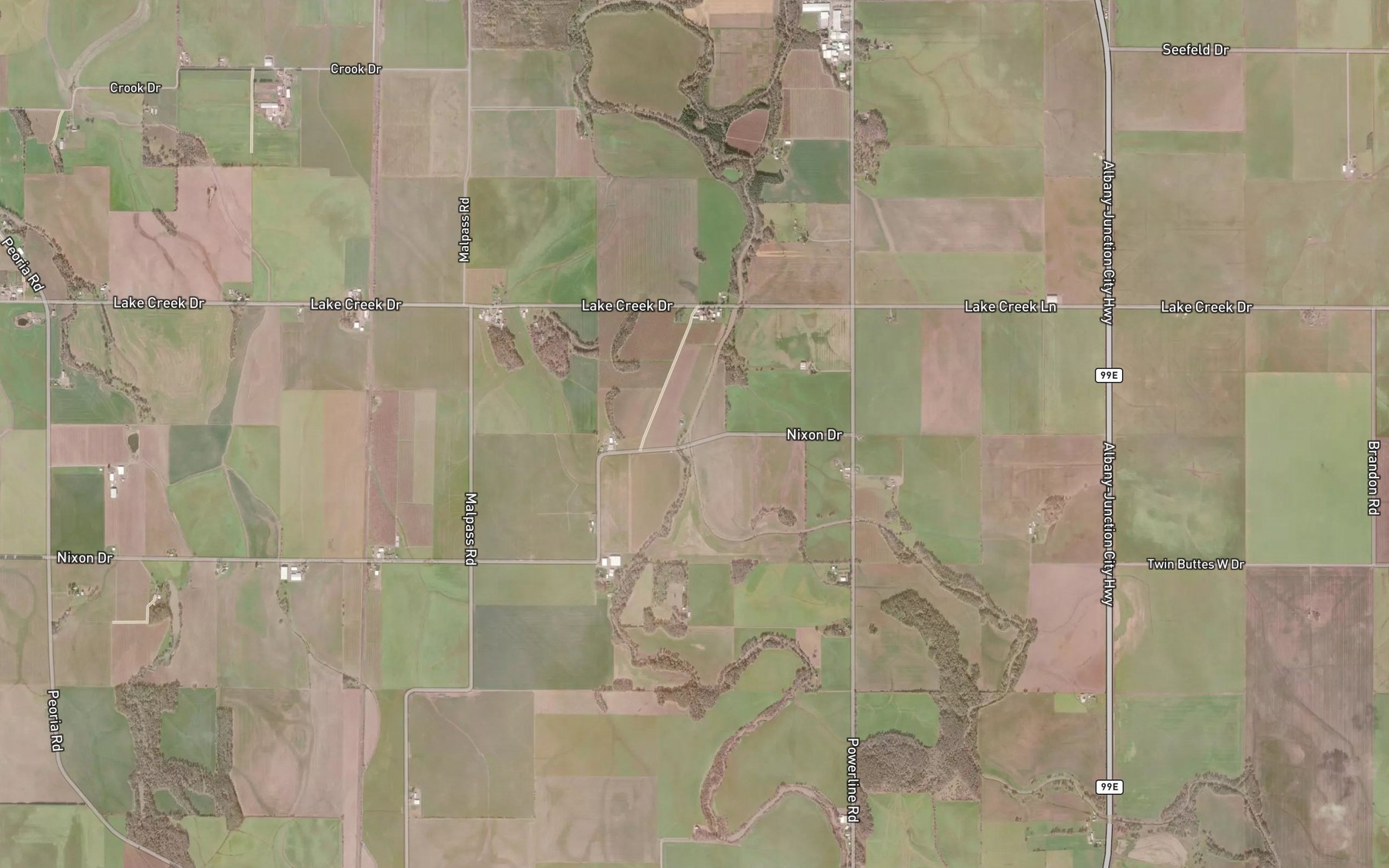 Satellite map of the Little Muddy Creek