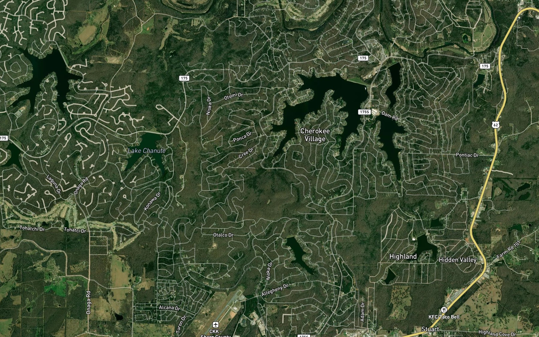 Satellite map of the Right Prong Otter Creek