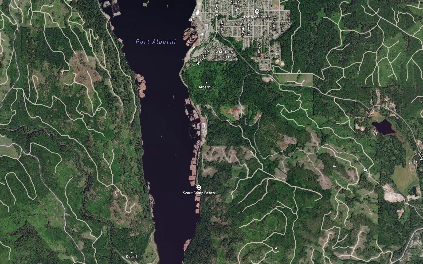 Satellite map of the Borden Creek
