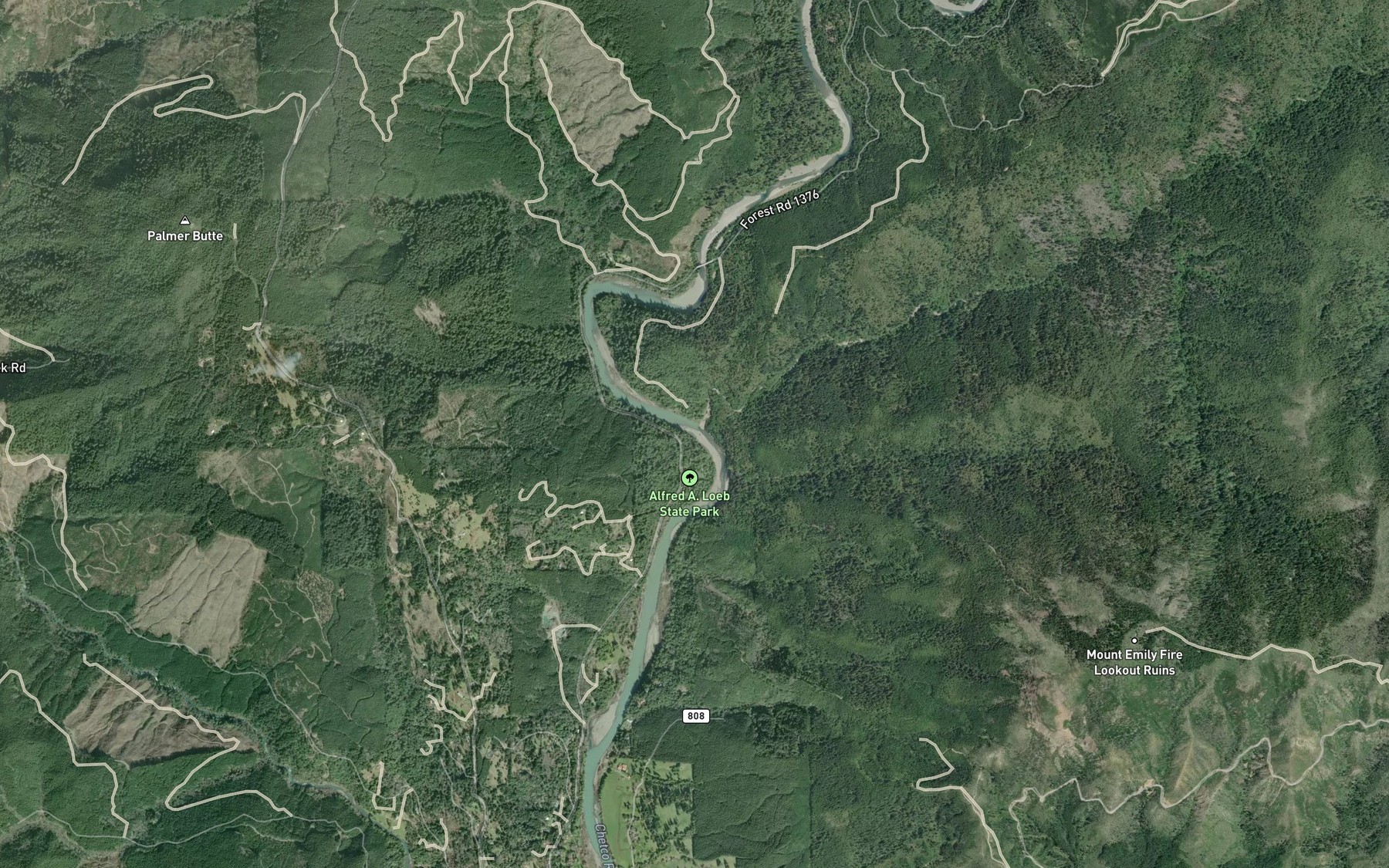 Satellite map of the Emily Creek