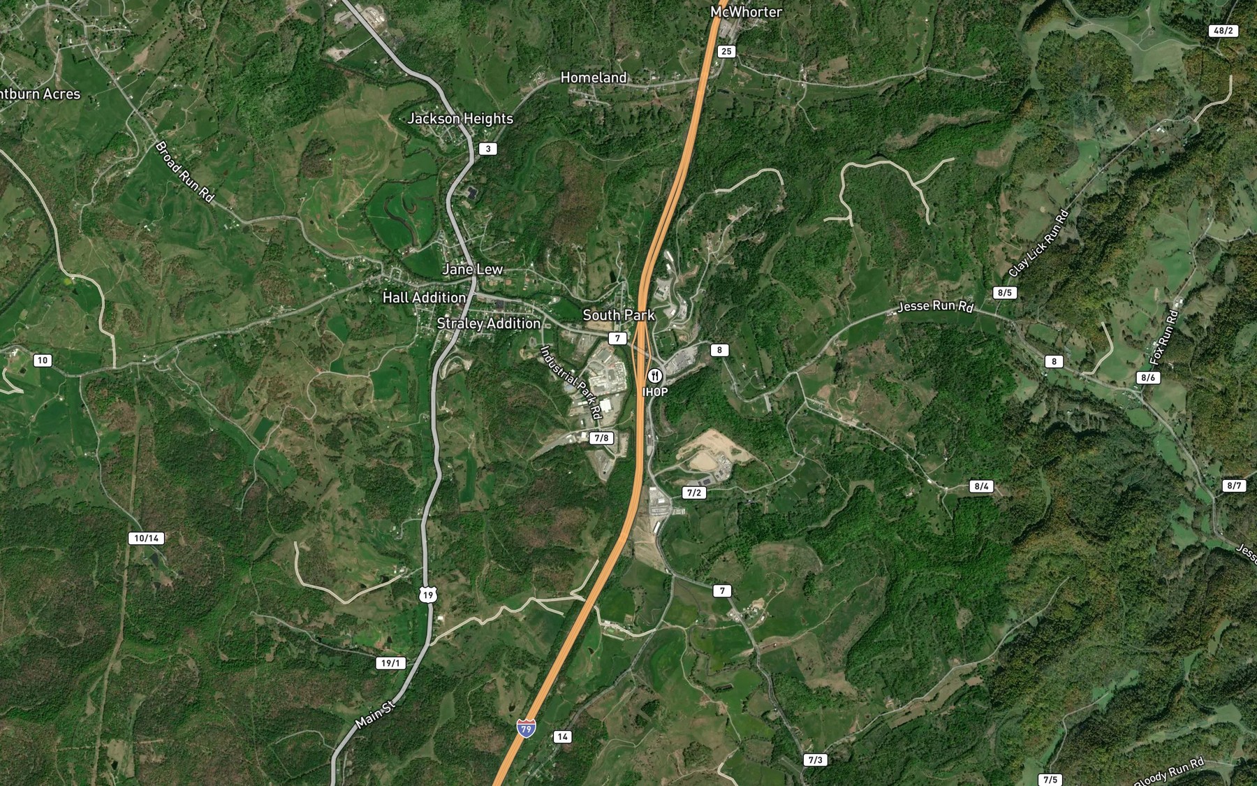 Satellite map of the Jesse Run